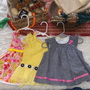 BUNDLE Set of 3  Dresses - Floral, Yellow, and Gingham/ 12 month